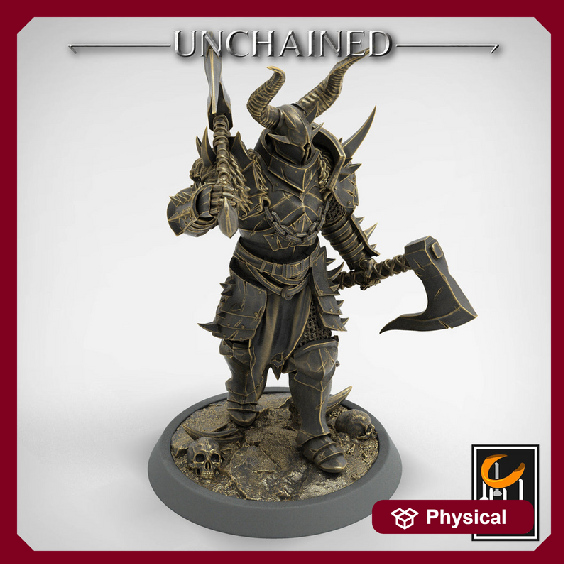 Fighter Dual Axes, Light Soldier, Oathbreaker Paladin, Unpainted Miniature| 28mm, 32mm,54mm,75mm,100mm Scales |Dungeons & Dragons Pathfinder - Only-Games
