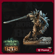 Gnoll Barbarian Brute w/Sword | Resin Miniature | Dungeons and Dragons | 28mm,32mm, 54mm,75mm Scales |Pathfinder hyena | D&D 5e| Archvillain - Only-Games