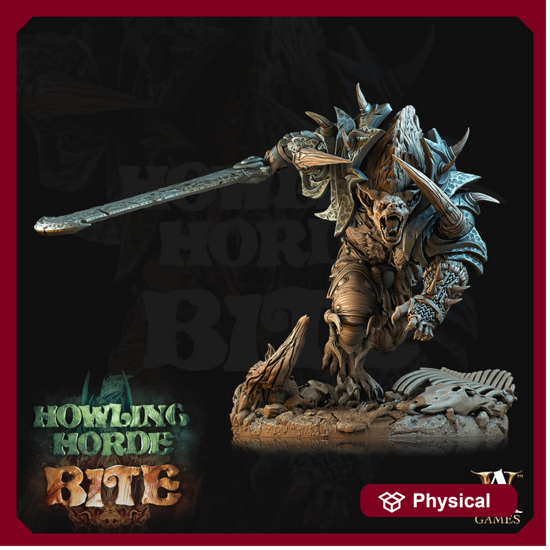 Gnoll Barbarian Brute w/Sword | Resin Miniature | Dungeons and Dragons | 28mm,32mm, 54mm,75mm Scales |Pathfinder hyena | D&D 5e| Archvillain - Only-Games