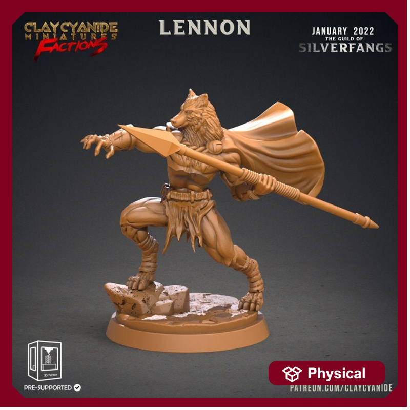Werewolf Fighter, Wolf Folk, Wolfkind | 28mm, 32mm,75mm Scales | Resin Miniature | Dungeons and Dragons | Figure for painting |Pathfinder | - Only-Games