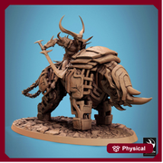 Daemon on Armored Muscular Beast Sword, Demon Devil Cavalry | Dungeons and Dragons 5e  | 28mm,32mm,54mm,75mm Scale | Pathfinder - Only-Games