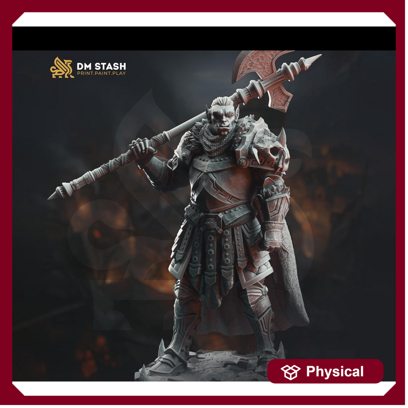 Half-Orc Paladin, Fighter Battlemaster | D&D 5e Unpainted Miniature | 28mm, 32mm, 54mm,75mm, 100mm Scales | Pathfinder Figure | Figurine - Only-Games