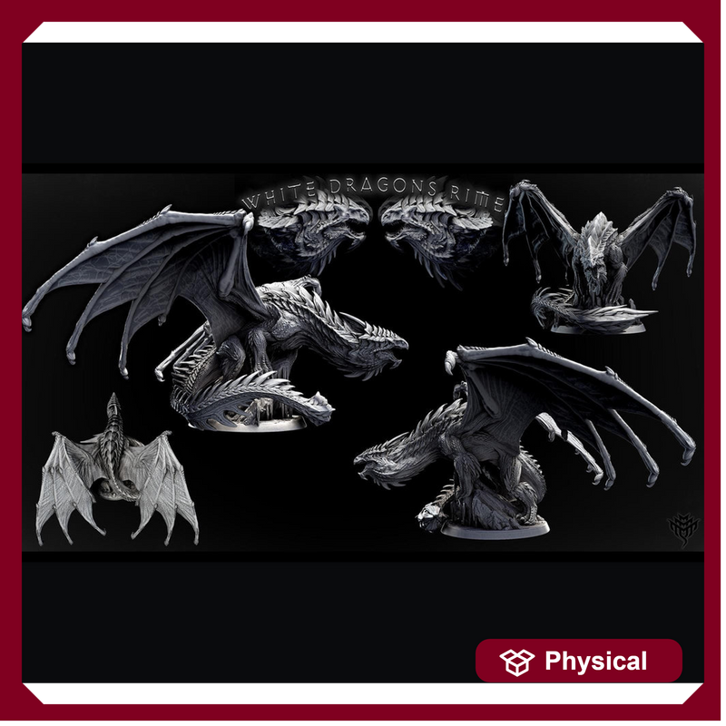 Legendary Chromatic White Dragon (4 sizes) D&D Unpainted Miniature | 231mm Wing Span | Resin Figurine | Dungeons and Dragons 5e Pathfinder - Only-Games