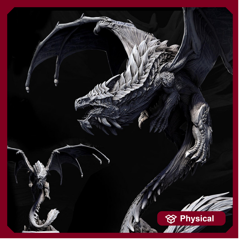 Eldar Legendary Chromatic White Dragon (4 sizes) Unpainted Miniature | 391mm Wing Span | Resin Figurine | Dungeons and Dragons 5e Pathfinder - Only-Games
