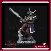 Samurai Demon, Undead Fighter, Senshi Unpainted Miniature D&D 5e  | 28mm,32mm,54mm,75mm,100mm Scales | Dungeons and Dragons | Pathfinder | - Only-Games