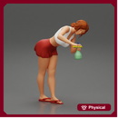 sexy girl cleaning in sponge and cleaning bottle