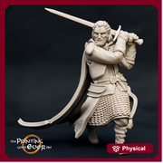 Human Ranger Fighter with Sword | Miniature | 28mm Scale | 32mm Scale | 75mm Scale |Pathfinder Figure | DnD | Figurine unpainted | - Only-Games