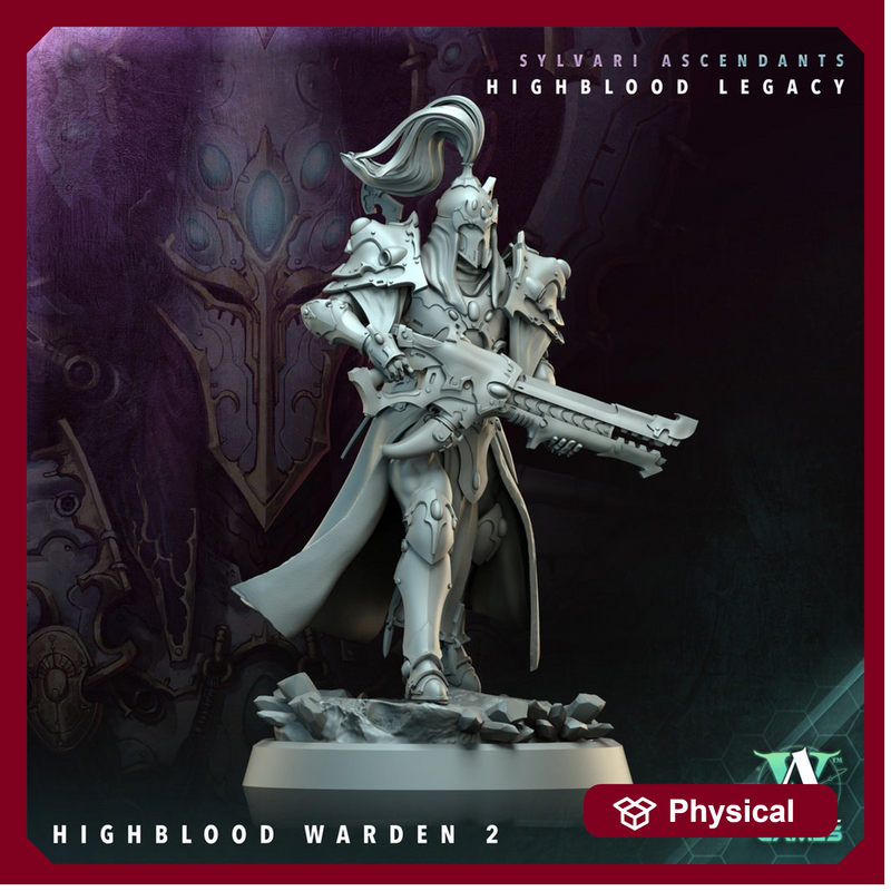 Sci-Fi Miniature Space Elf, Highblood Warden  | 28mm,32mm, 54mm, 75mm,100mm Scales | Resin Mini | Archvillain Games - Only-Games