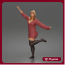 Woman Dancing Wearing Dress Hat Long Sleeves With Raised Arms Pose