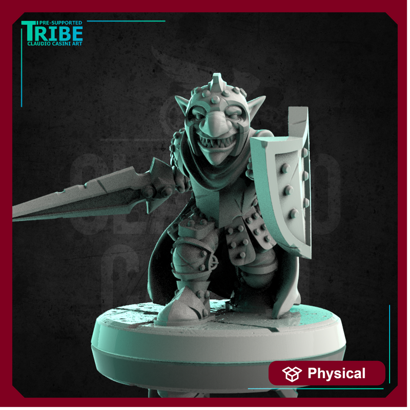 (0212) Male goblin warrior with complete armor sword and shield