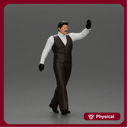 man in suit raising hand up walking - Only-Games