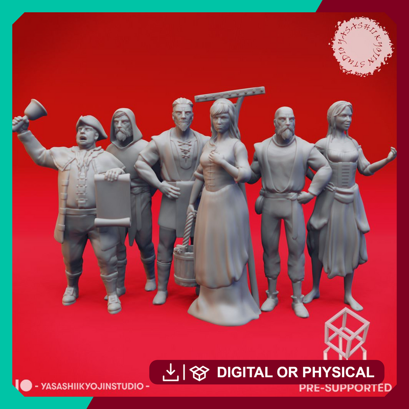 Townsfolk - General Adults - Tabletop Miniature (Pre-Supported)