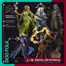 Dog Folk - 6 NPC Heros -  PRESUPPORTED - Illustrated and Stats - 32mm scale