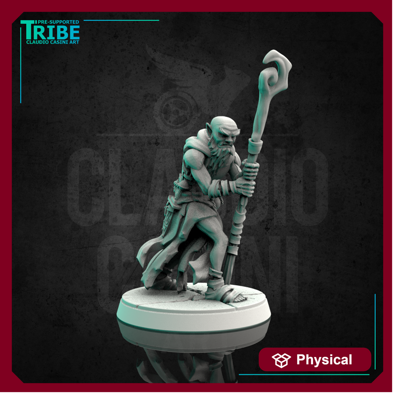 (0084) Male human tiefling firbolg half-orc elf old wizard with magic staff - Only-Games