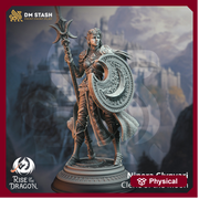 Elf Female Cleric Paladin Spear and Shield Miniature | 28mm, 32mm,54mm,75mm, 100mm Scales | Dungeons and Dragons Pathfinder | DM Stash - Only-Games