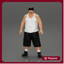 Big strong gangster homie in cap turned backwards and tank shirt standing