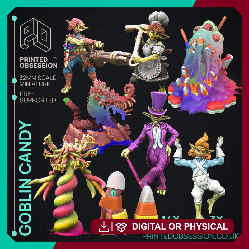 Goblin Candy Makers - 20+ Models -  PRESUPPORTED - Illustrated and Stats - 32mm scale
