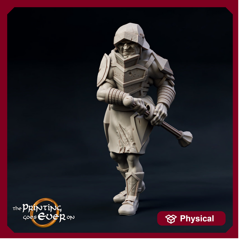 Half-Orc Fighter  Miniature | 28mm Scale | 32mm Scale | 75mm Scale Pathfinder Figure | DnD | Half-orc Warrior Figurine unpainted | - Only-Games