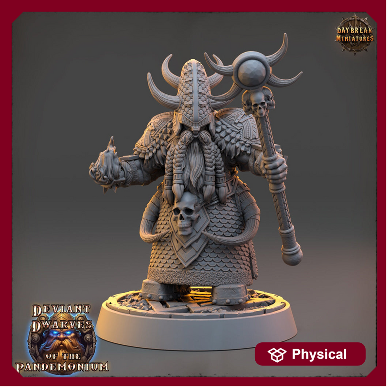 Dwarf Duergar Cleric Wizard | D&D 5e| 28mm,32mm,54mm, 75mm, 100mm Scale | Pathfinder Mini for Painting | Daybreak Miniatures - Only-Games