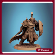 Paladin, Fighter, Sword n Shield PC/ NPC, DnD 5e Unpainted Miniature| 28mm, 32mm,54mm,75mm,100mm Scales | Dungeons & Dragons | Pathfinder - Only-Games