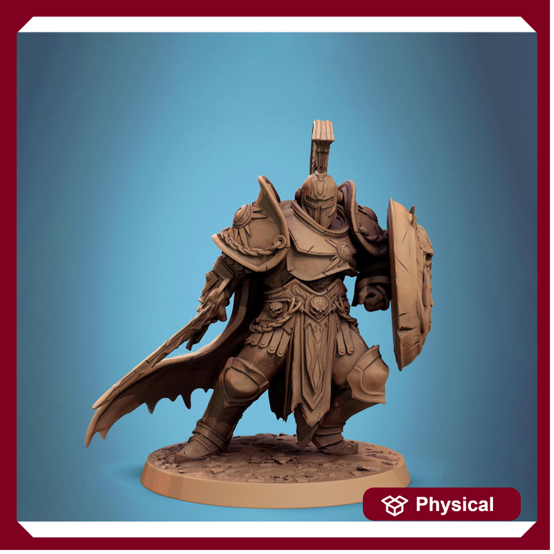 Paladin, Fighter, Sword n Shield PC/ NPC, DnD 5e Unpainted Miniature| 28mm, 32mm,54mm,75mm,100mm Scales | Dungeons & Dragons | Pathfinder - Only-Games