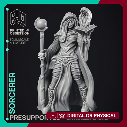 Sorcerer - Human Magic User - PRESUPPORTED - Hell Hath No Fury - 32mm Scale - Only-Games
