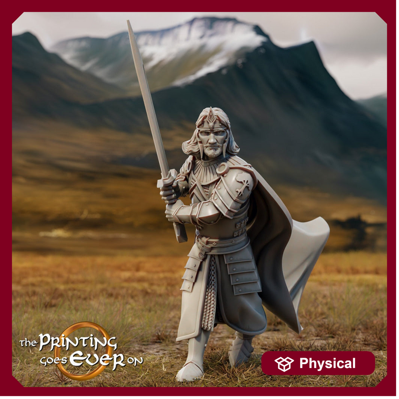 Human Ranger King Fighter with Sword | Miniature | 28mm, 32mm, 54mm, 75mm, 100mm Scales | Pathfinder Figure | DnD | Figurine unpainted | - Only-Games