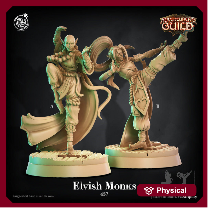 Elf /Half-Elf Monks PC or NPC | 28mm, 32mm, 75mm Scale | Dungeons and Dragons 5e Miniatures | Pathfinder | Figurine | Resin - Only-Games