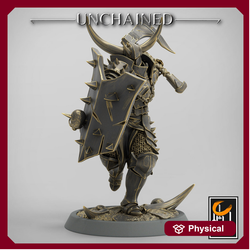 Fighter Axe and Shield, Oathbreaker Paladin, Unpainted Miniature | 28mm, 32mm,54mm 75mm,100mm Scales | Dungeons and Dragons | Pathfinder - Only-Games