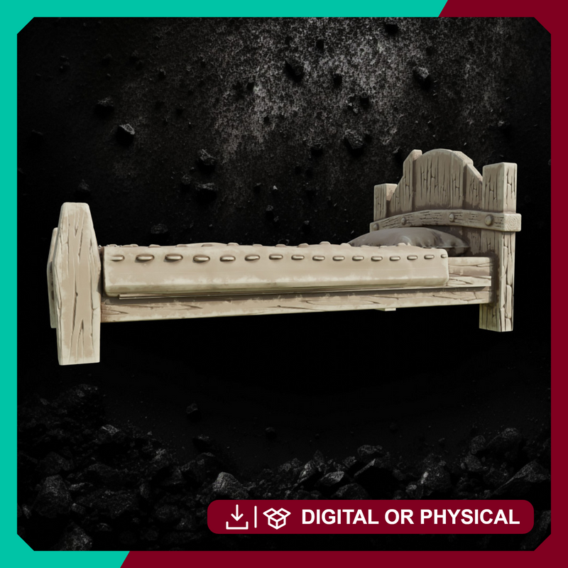 Wood Bed 3 - Fantasy Bedroom Furniture STL for DnD & Wargaming Terrain - Only-Games