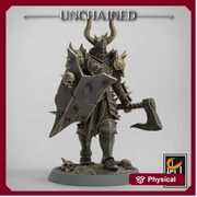 Fighter Axe and Shield, Oathbreaker Paladin, Unpainted Miniature | 28mm, 32mm,54mm 75mm,100mm Scales | Dungeons and Dragons | Pathfinder - Only-Games