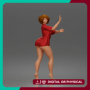 Woman in short dress barefoot expressing joy and freedom