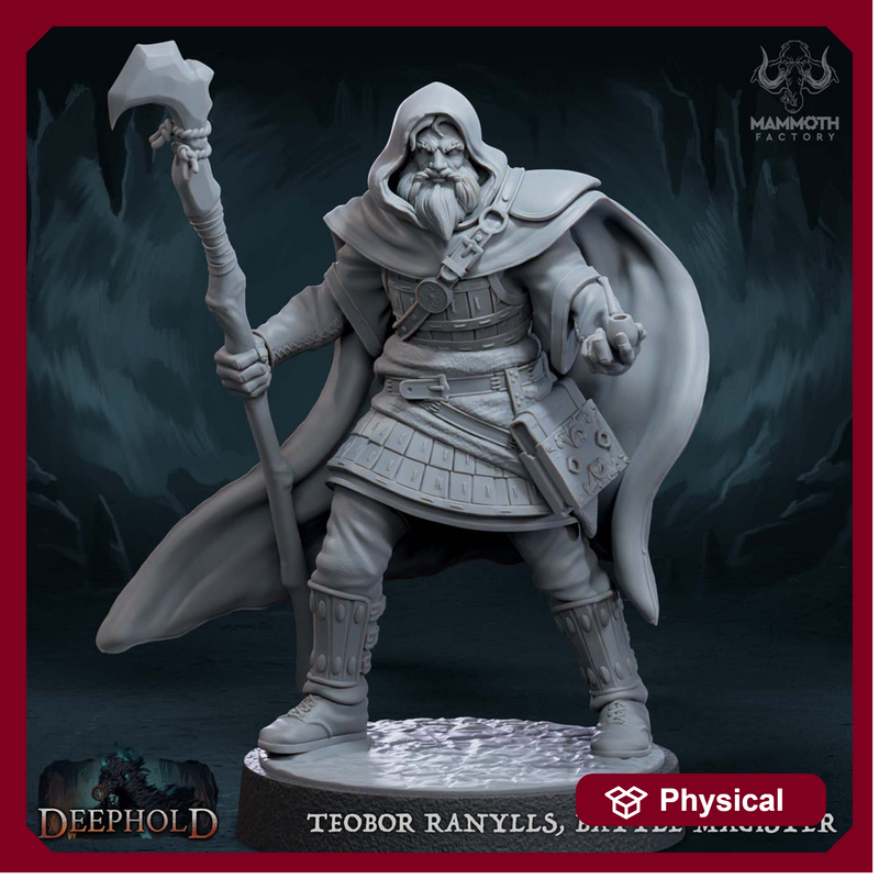 Human Male Wizard Sorcerer | 28mm, 32mm,54mm,75mm,100mm Scale Resin Miniature | Dungeons and Dragons | Flynn Athersen Mammoth Factory - Only-Games