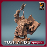 Dwarf Fighter Paladin Axe & Shield Unpainted Model | 28mm, 32mm,54mm,75mm,100mm Scales | Dungeons and Dragons Pathfinder Lord of The Print - Only-Games
