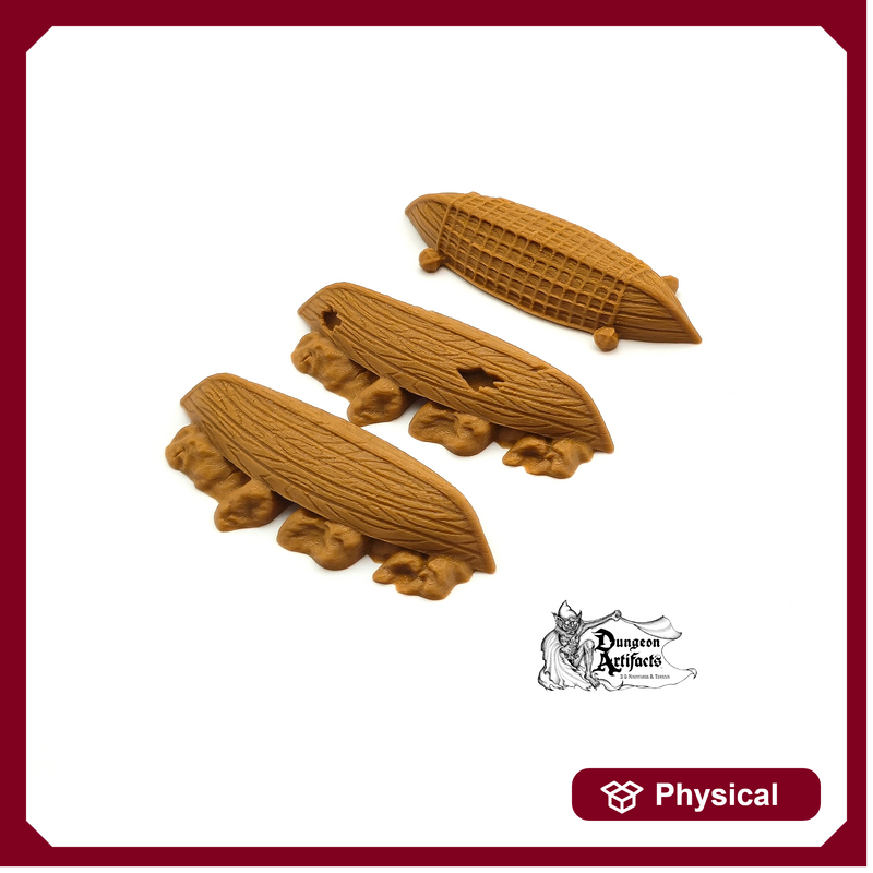 Flipped Fishing Boats - Depths of the Savage Atoll - EC3D Wargaming Terrain D&D, DnD