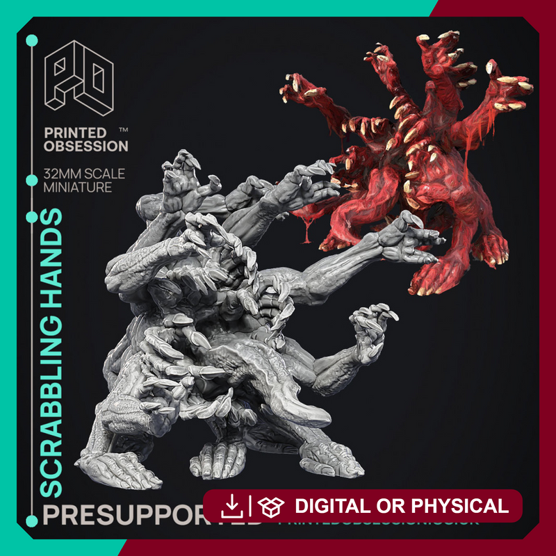 Scrabbling Hands - Ghast Busters - Undead abomination - PRESUPPORTED - Illustrated and Stats - 32mm scale