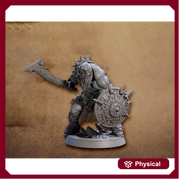 Orc Fighter Barbarian with Double Side Battle Axe DnD | 28mm, 32mm, 54mm, 75mm Scale Miniature | Dungeons and Dragons | Artisan Guild - Only-Games