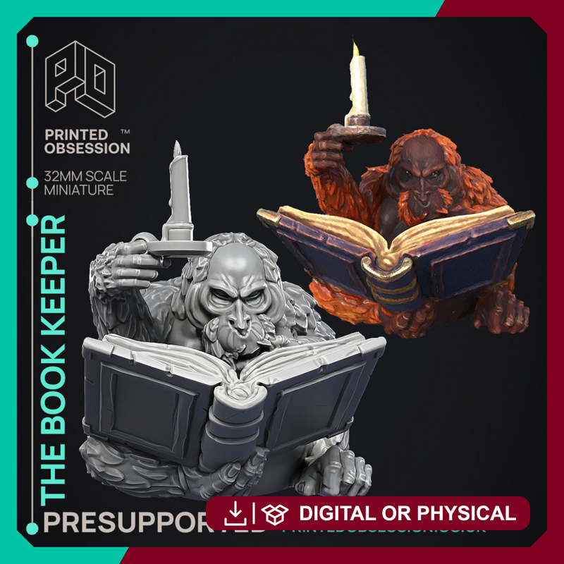 Book Keeper - NPC Libarian -  PRESUPPORTED - Illustrated and Stats - 32mm scale
