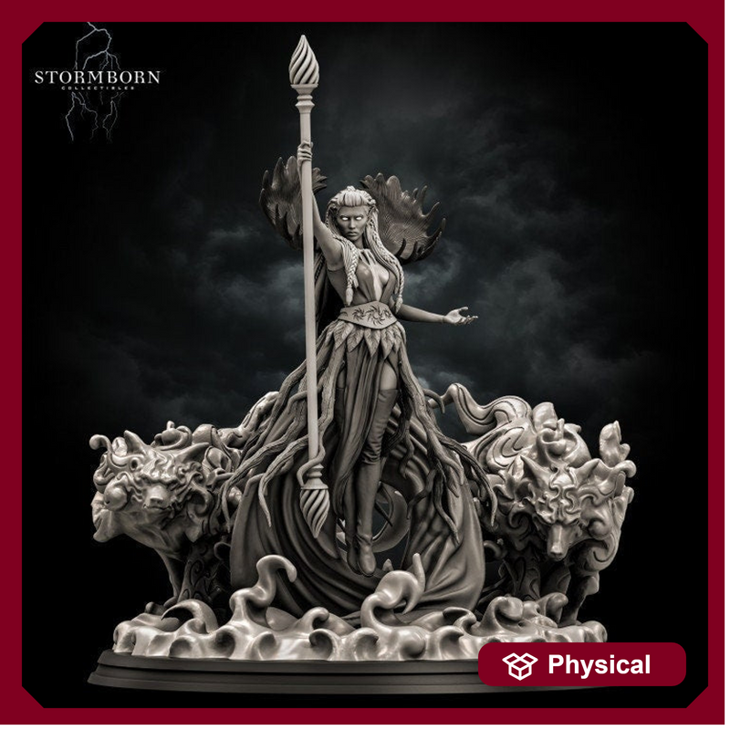 Female Elf Arch Druid, PC / NPC Miniature | 28mm, 32mm, 54mm,75mm, 100mm Scales | Pathfinder Figure | DnD 5e | Figurine unpainted | - Only-Games