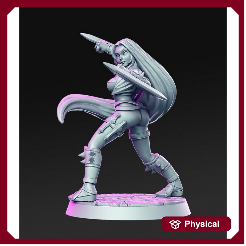Pinup Female Rogue Assassin | 28mm Scale | 32mm Scale Miniature | 75mm Scale | Sexy Female unpainted resin Figurine mini - D&D - Only-Games