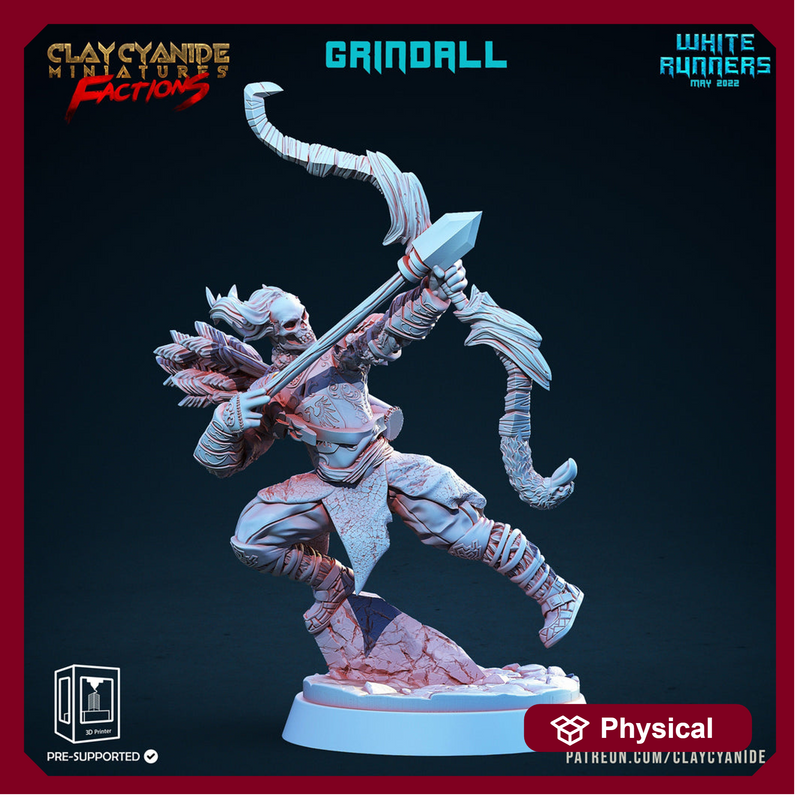 Skeleton Undead Archer White Runner | 28mm, 32mm,75mm Scales | Resin Miniature | Dungeons and Dragons | Figure for painting | Pathfinder | - Only-Games