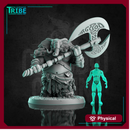 (L0078) Male elephant folk barbarian warrior with a double-headed axe (Large)