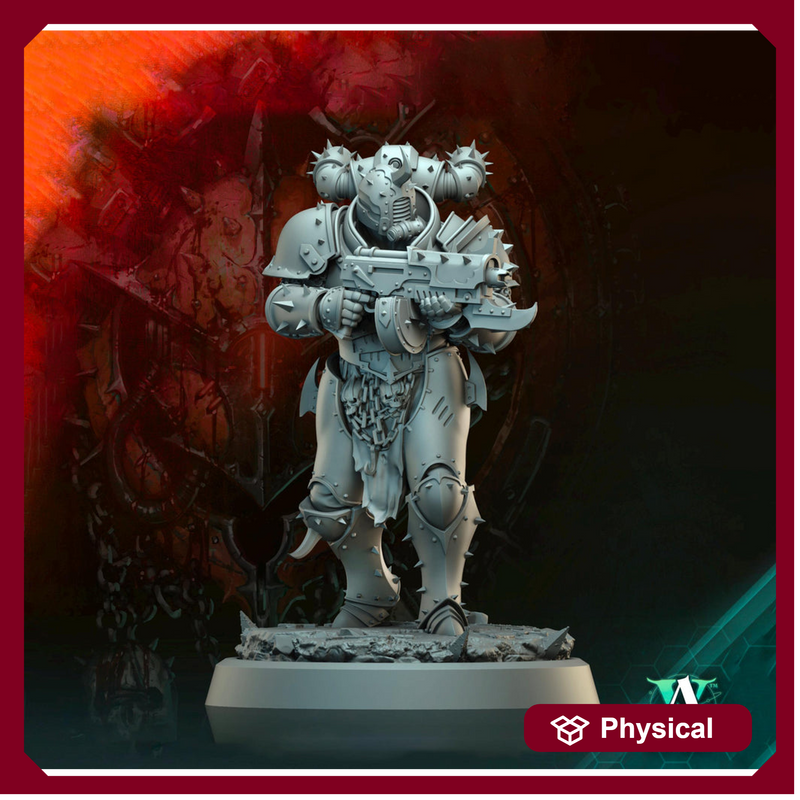 Sci-Fi Miniature Chaos Space Knight, Orbita Hellscape Legions Marauder | 28mm,32mm, 54mm, 75mm,100mm Scales | Resin Mini | Archvillain Games - Only-Games