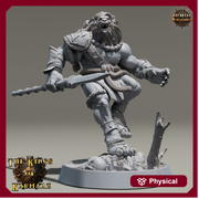 Leonin LionFolk Fighter Barbarian | 28mm, 32mm, 54mm, 75mm Scales,100mm Tall | Dungeons and Dragons D&D 5e | Pathfinder| Daybreak Miniatures - Only-Games