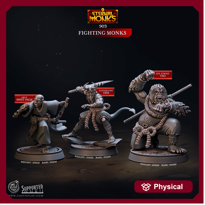 Fighting Monks - Eternal Monks - CastNPlay - Terrain Wargaming D&D DnD 28mm 32mm 40mm 54mm