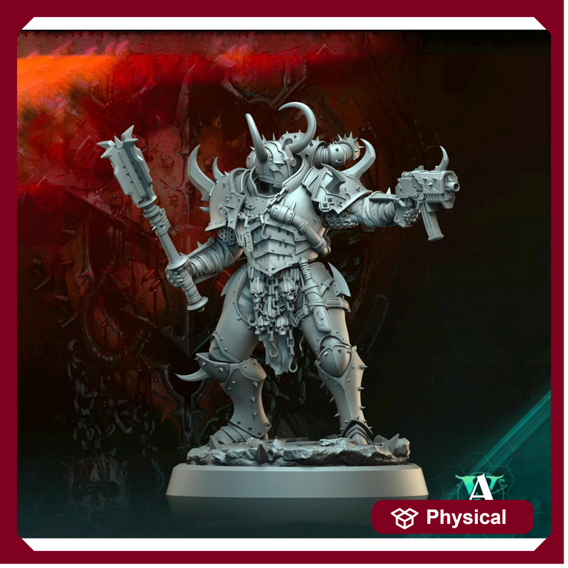 Sci-Fi Miniature Chaos Space Knight, Orbita Hellscape Legions Marauder | 28mm,32mm, 54mm, 75mm,100mm Scales | Resin Mini | Archvillain Games - Only-Games