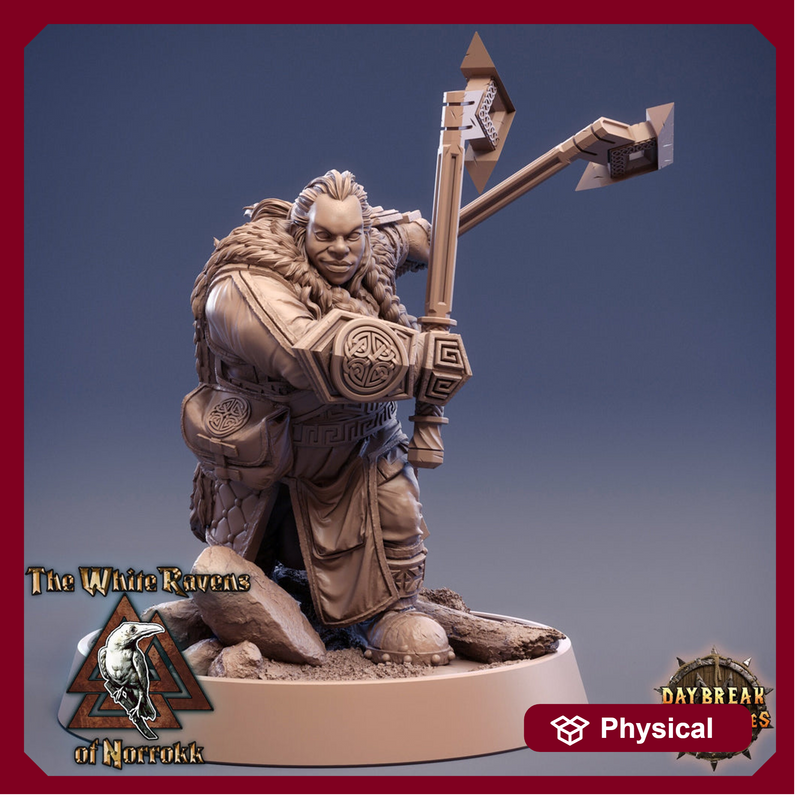 Dwarf Fighter Axes | Dungeons and Dragons | 28mm,32mm,75mm Scales | Pathfinder Mini for Painting | Daybreak Miniatures - Only-Games