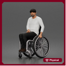 Calm old Man Sitting Confidently in Wheelchair Wearing Simple Casual Outfit