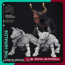The Heralds - 2 Hell Hounds - Ghast Busters - PRESUPPORTED - Illustrated and Stats - 32mm scale