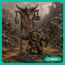 Skrapper Banner Boss - Sci-Fi Orc Warlord Miniature | Scrap-Tech | Original Custom Wargaming 40mm